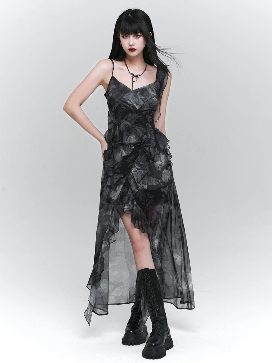 【25s Jul.】Asymmetrical Hem Spaghetti Strap Dress