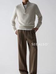 Cable Knit Half-Zip Sweater