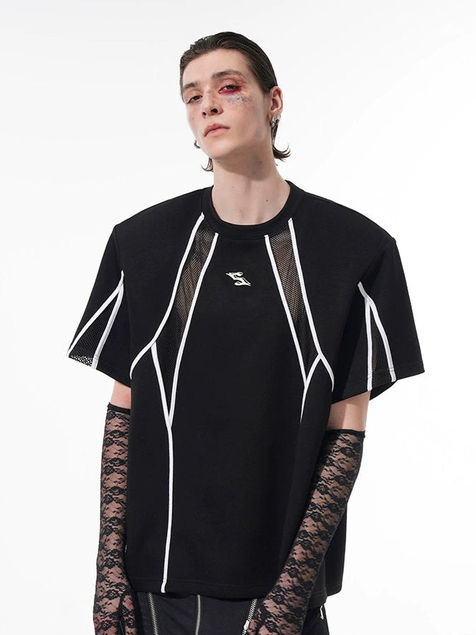 【25s May.】Mesh Hollow Stitching T-shirt