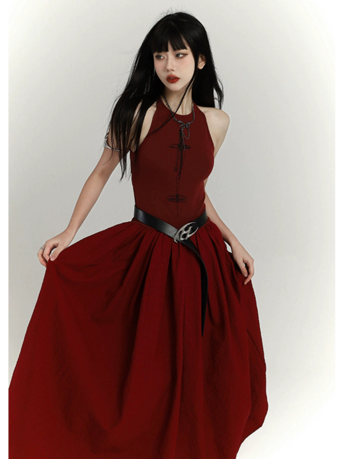 【25s Jul.】Sleeveless Printed Waist-Cinched Dress