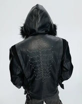 【25s Dec.】Horsehair and Crocodile Print Hooded Jacket
