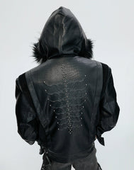 【26s Feb.】Horsehair and Crocodile Print Hooded Jacket