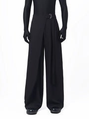 Korean Asymmetric Tie Wide-Leg Trousers