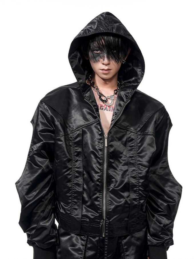 【25s Apr.】Hollow Sleeves Pleated Flight Jacket + Pleated Pants