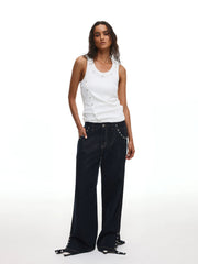 【26s May】Asymmetric Button Deconstructed Slim Tank Top