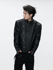 Slim Asymmetric Zip Faux Fur Jacket