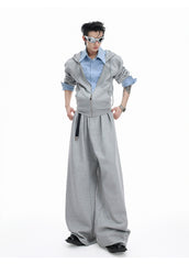 【25s Aug.】Mock Two-piece Shirt Stitching Hooded Sweatshirt/Pants
