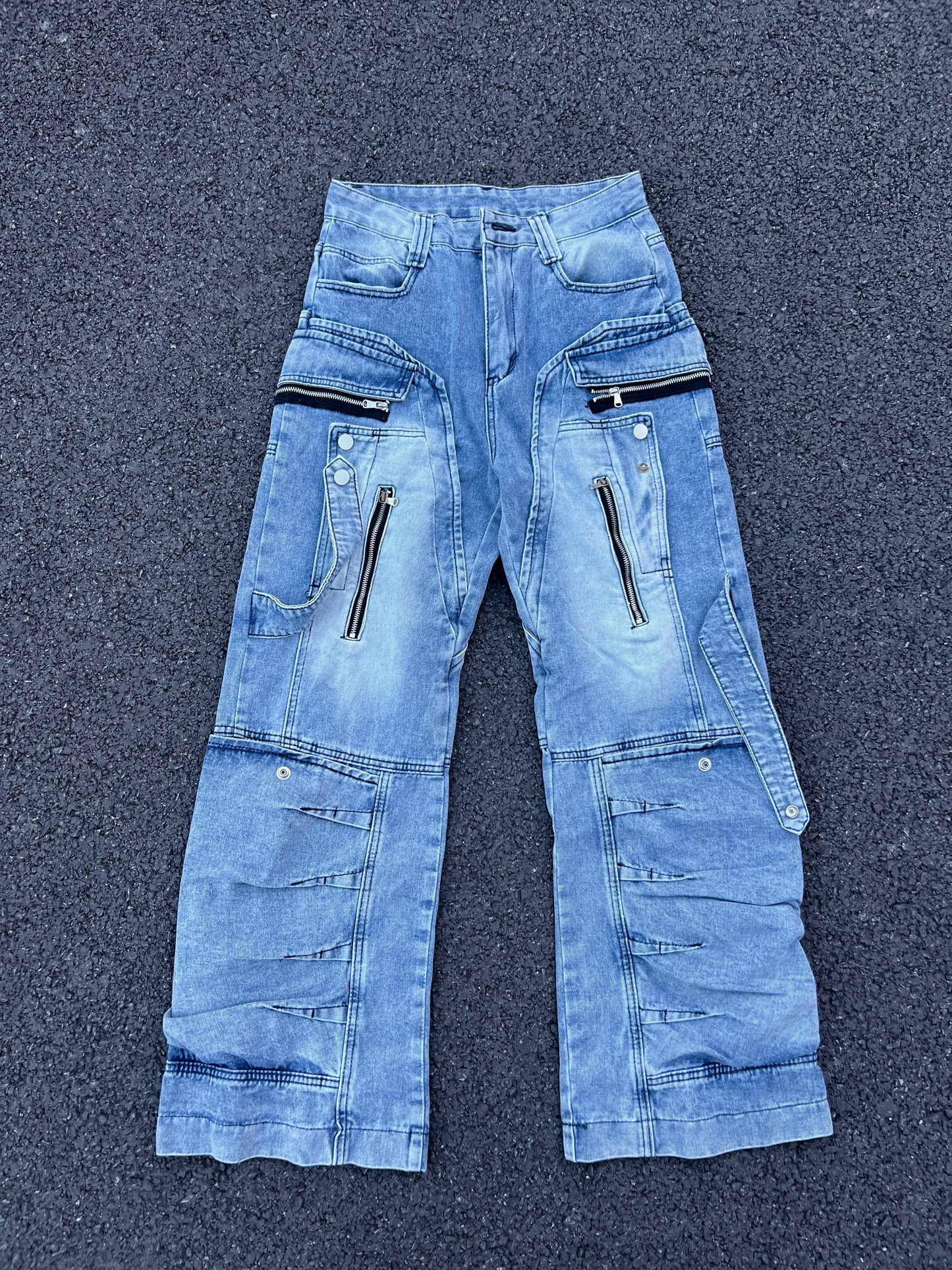 【25s Aug.】Deconstructed Heavy-Washed Patchwork Denim Jeans