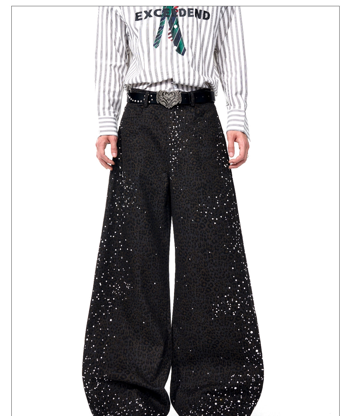 【25s Sep.】Leopard Print Pearl Rhinestone Jeans