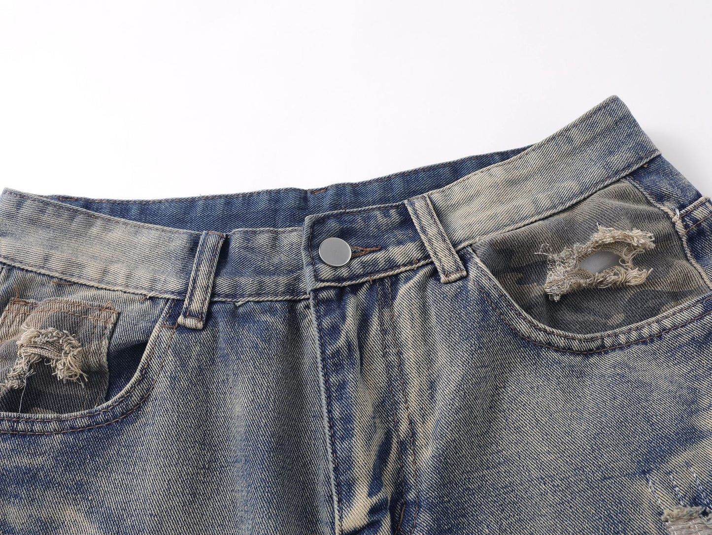 【25s Mar.】Personalized Camouflage Patchwork Loose Jeans