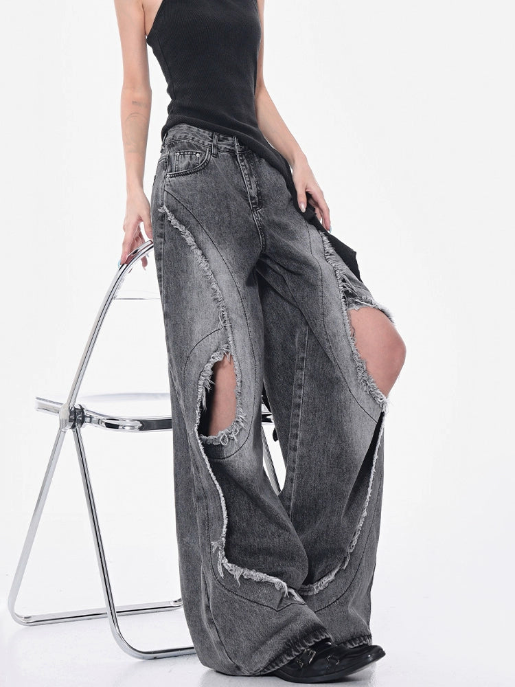 【25s Jul.】Frayed Ripped Oversized Wide-Leg Pants