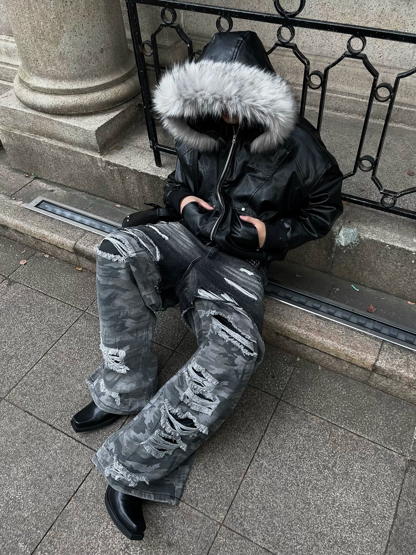 【24s Nov.】Designed Detachable Fur Collar Hooded Leather Jacket ArtsKoreanMan