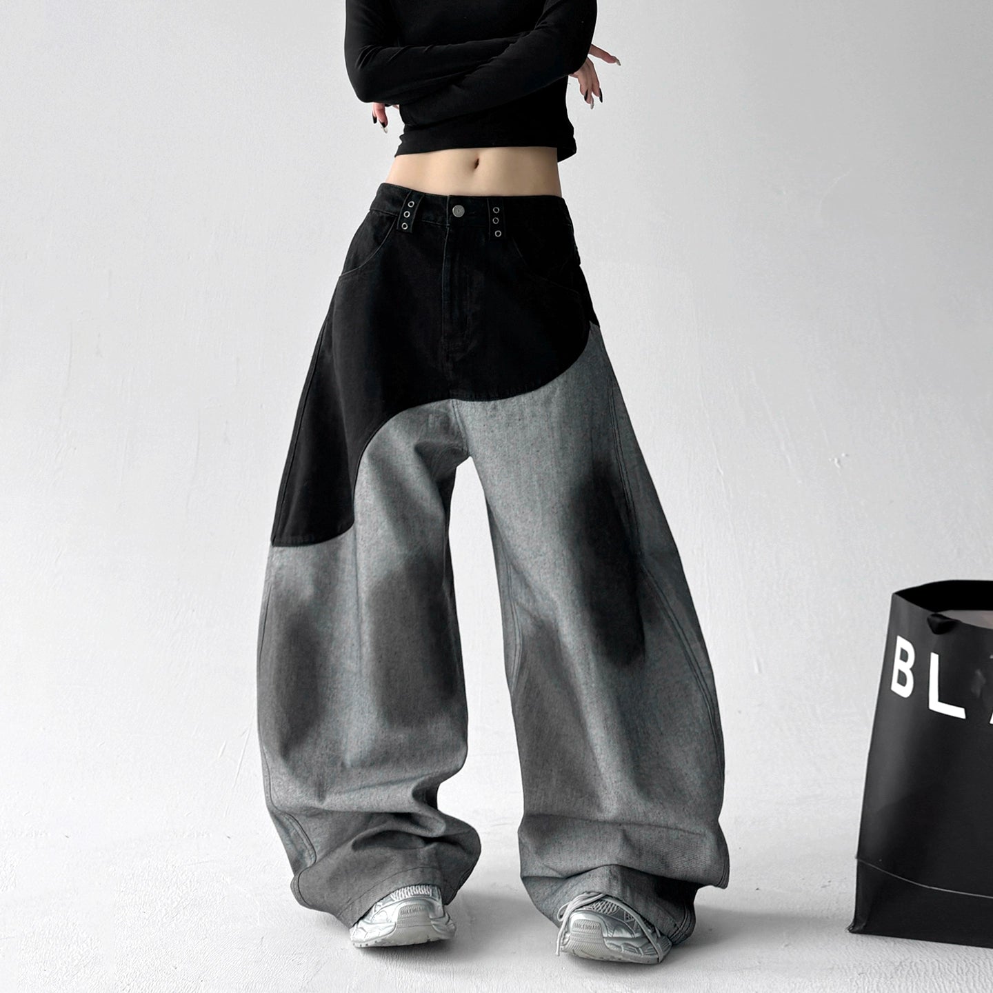 【25s Aug.】Gradient Loose-Fit Flowing Wide-Leg Jeans