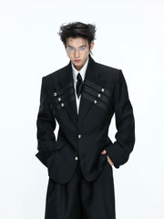 【26s Apr.】Silver Detail Double-Breasted Tailored Suit Set