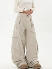【25s Jul.】Vintage Deconstructed Multi-Pocket Wide-Leg Pants