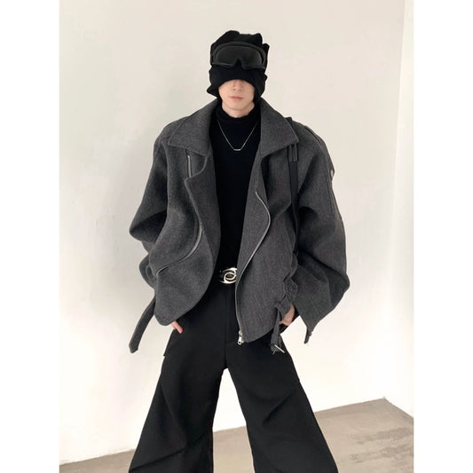 【25s Jul.】Deconstructed Grey Wool Cropped Fitted Jacket