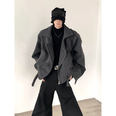 【25s Jul.】Deconstructed Grey Wool Cropped Fitted Jacket