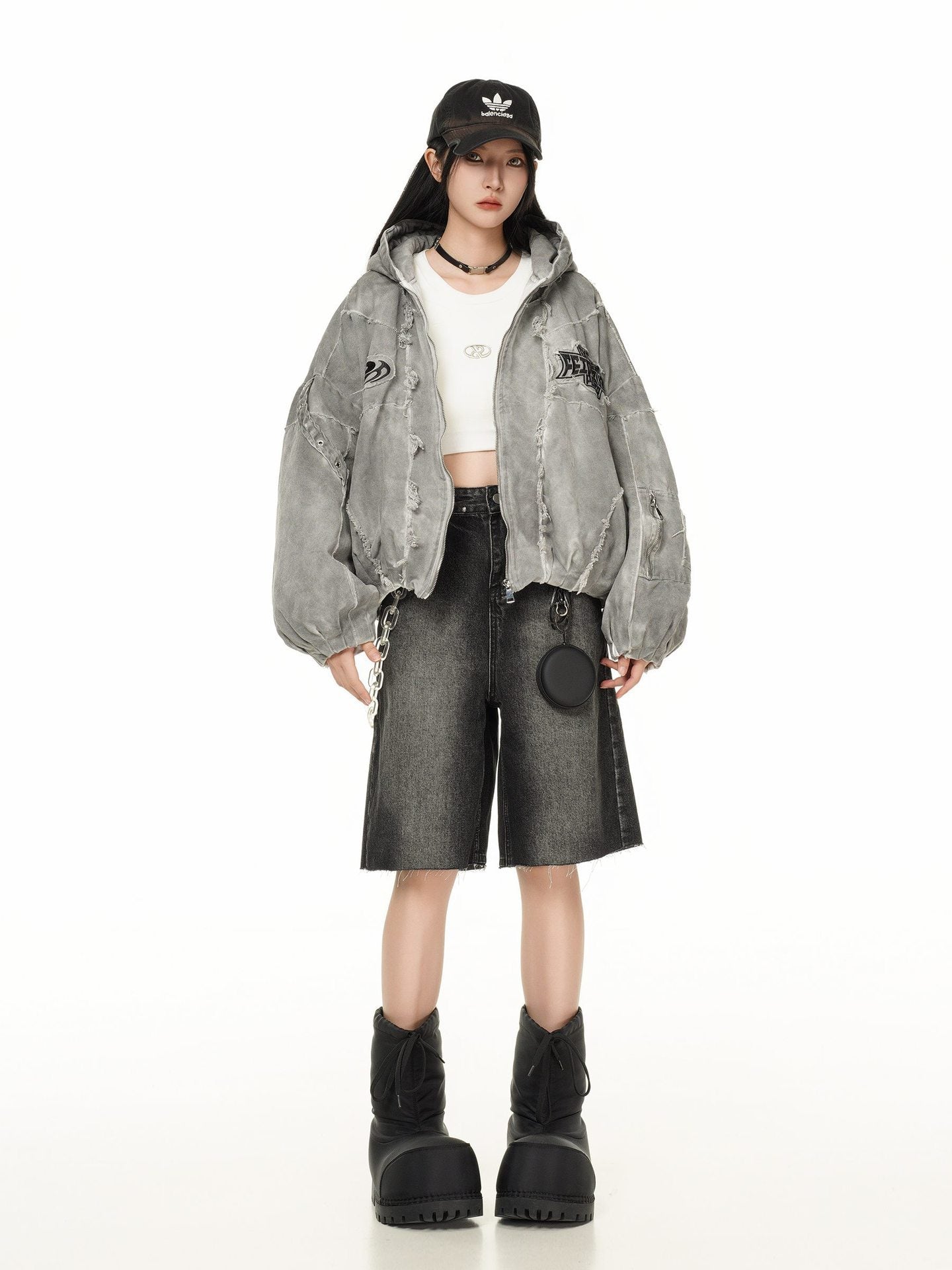 【25s Jul.】Mottled Distressed Striped Cotton Coat