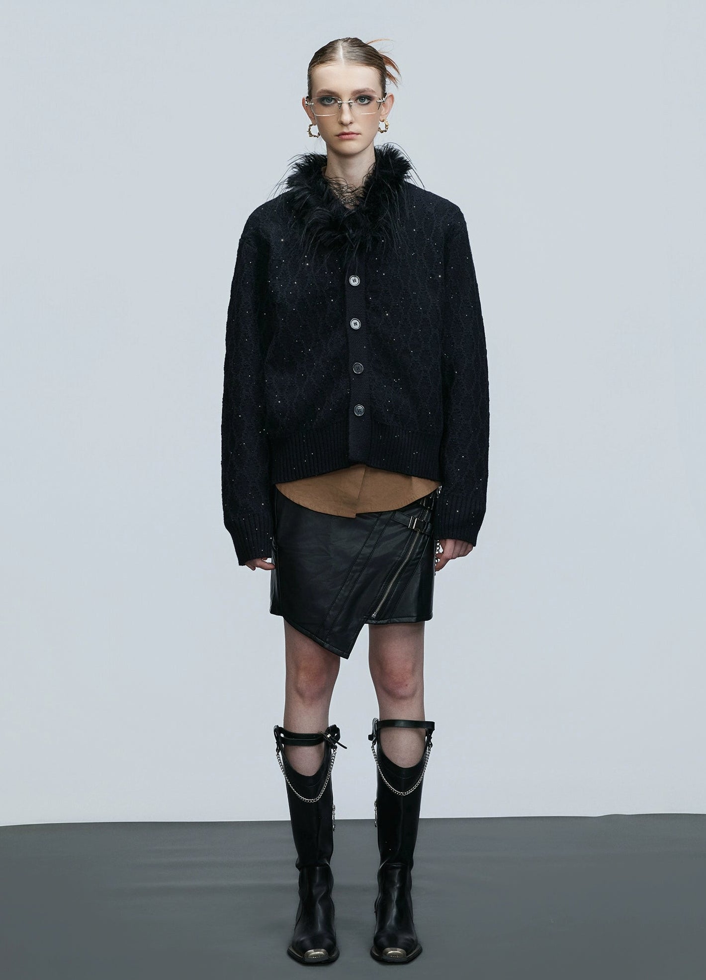 【25s Nov.】Fine Glitter Textured Cable Knit Sweater