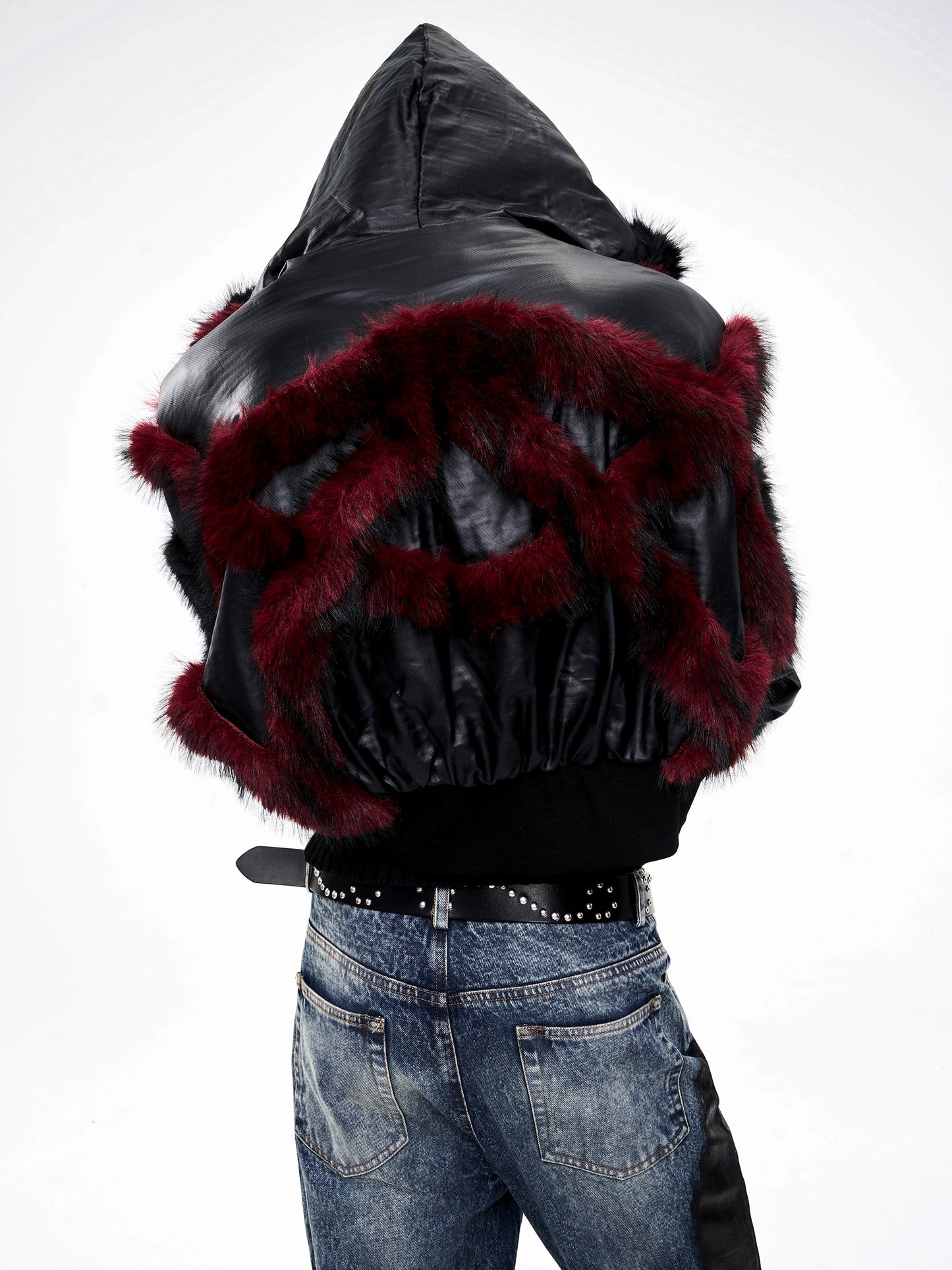 【25s Oct.】Studded Faux Fur Hooded Jacket