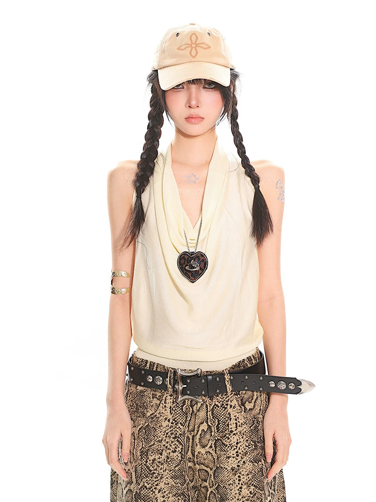 【25s May.】Twist Back Elastic Knit Crop Top