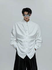 【25s Oct.】French Neckline Multi-layered Pleated Silk Scarf Shirt