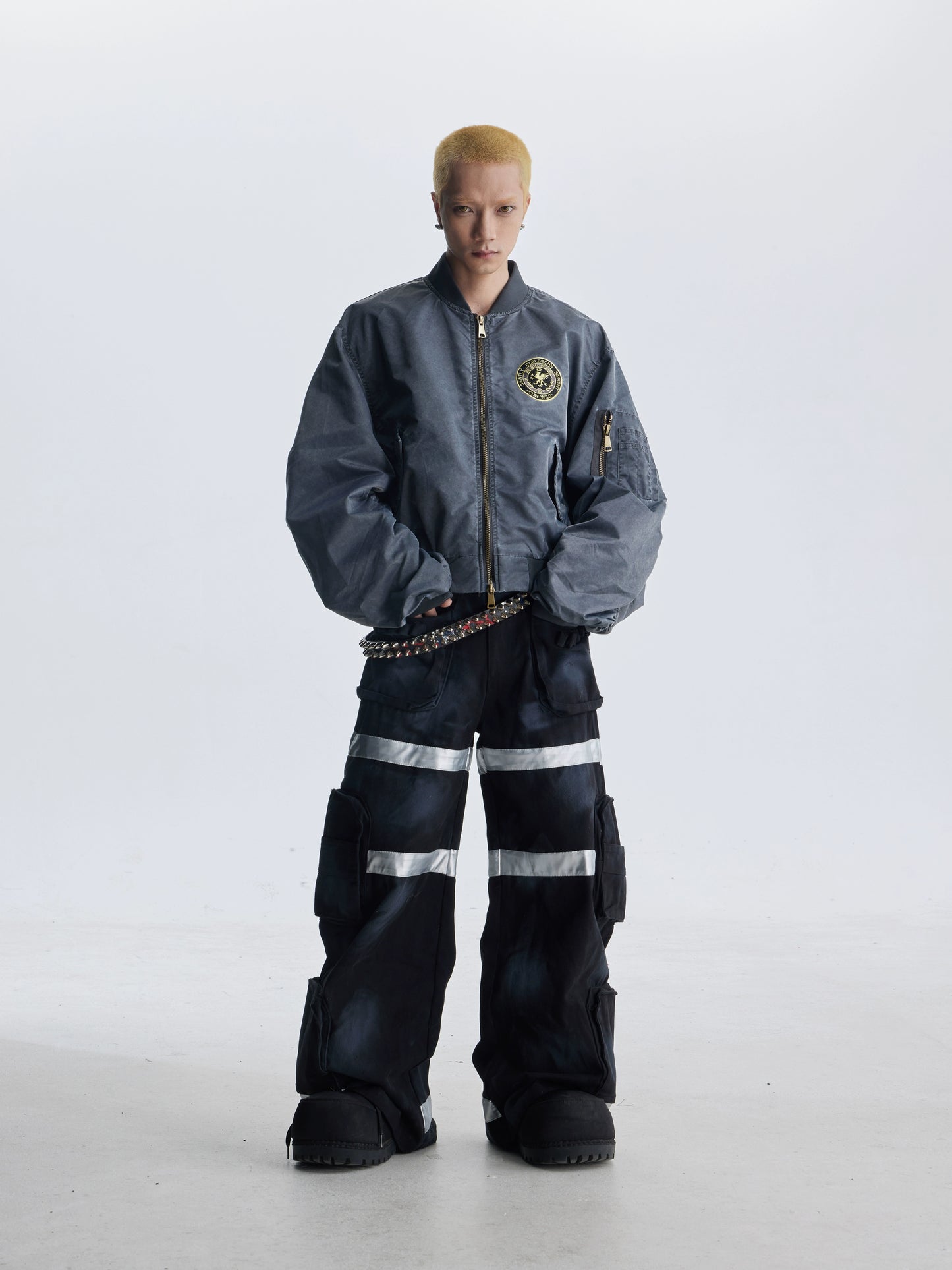 【25s Aug.】Distressed Washed Loose Bomber Jacket