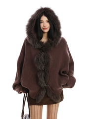 【25s Nov.】Large Fur Collar Hooded Cardigan