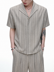 Vintage Stripe Cuban Collar Top / Pants