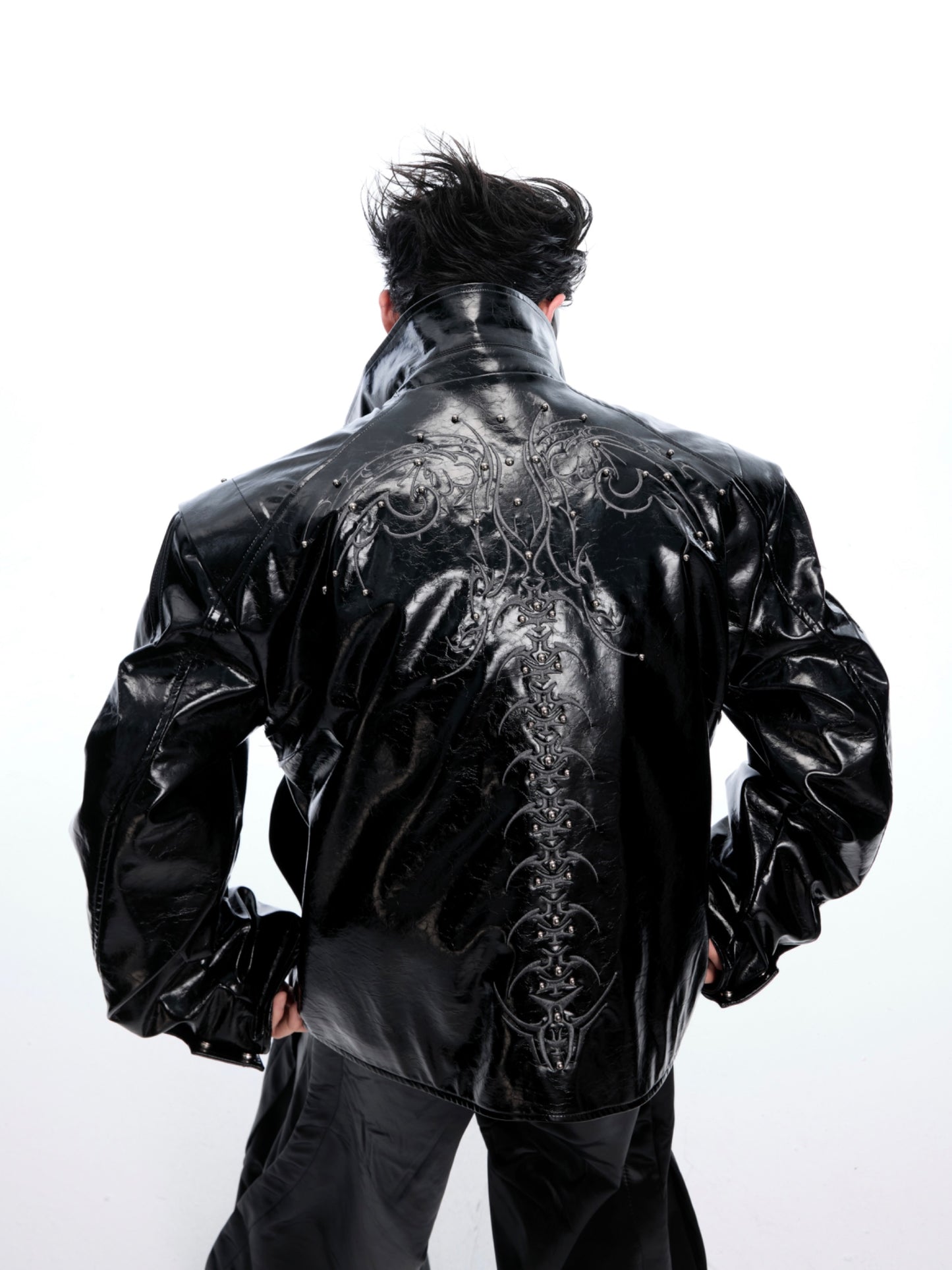 【25s Apr.】Shiny Studded Leather Jacket