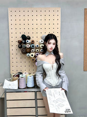 【25s Jul.】Hot Girl Bandeau Fishbone Top/ Hip Skirt