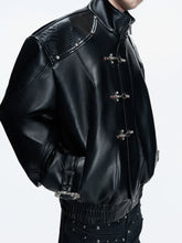 【26s Mar.】Snake-Embossed Aviator Leather Jacket
