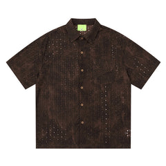 Distressed Tie-Dye Texture Short Sleeve Shirt