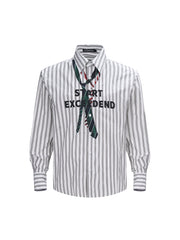【25s Sep.】Vertical Striped Tie Print Shirt