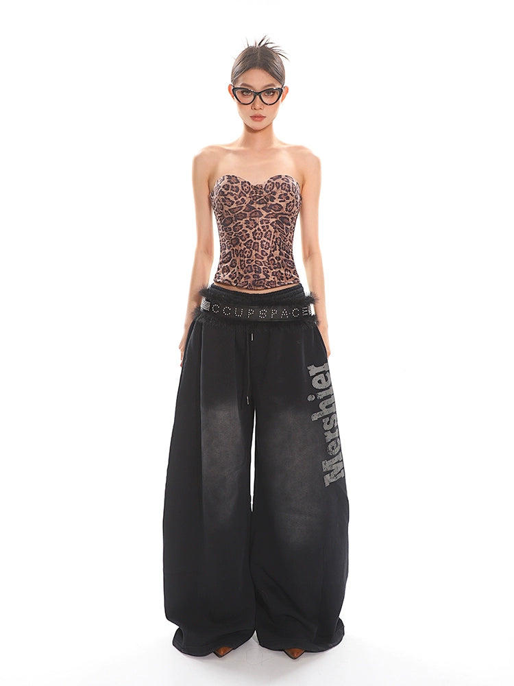 【25s May.】Leopard Rhinestone Boned Corset Top