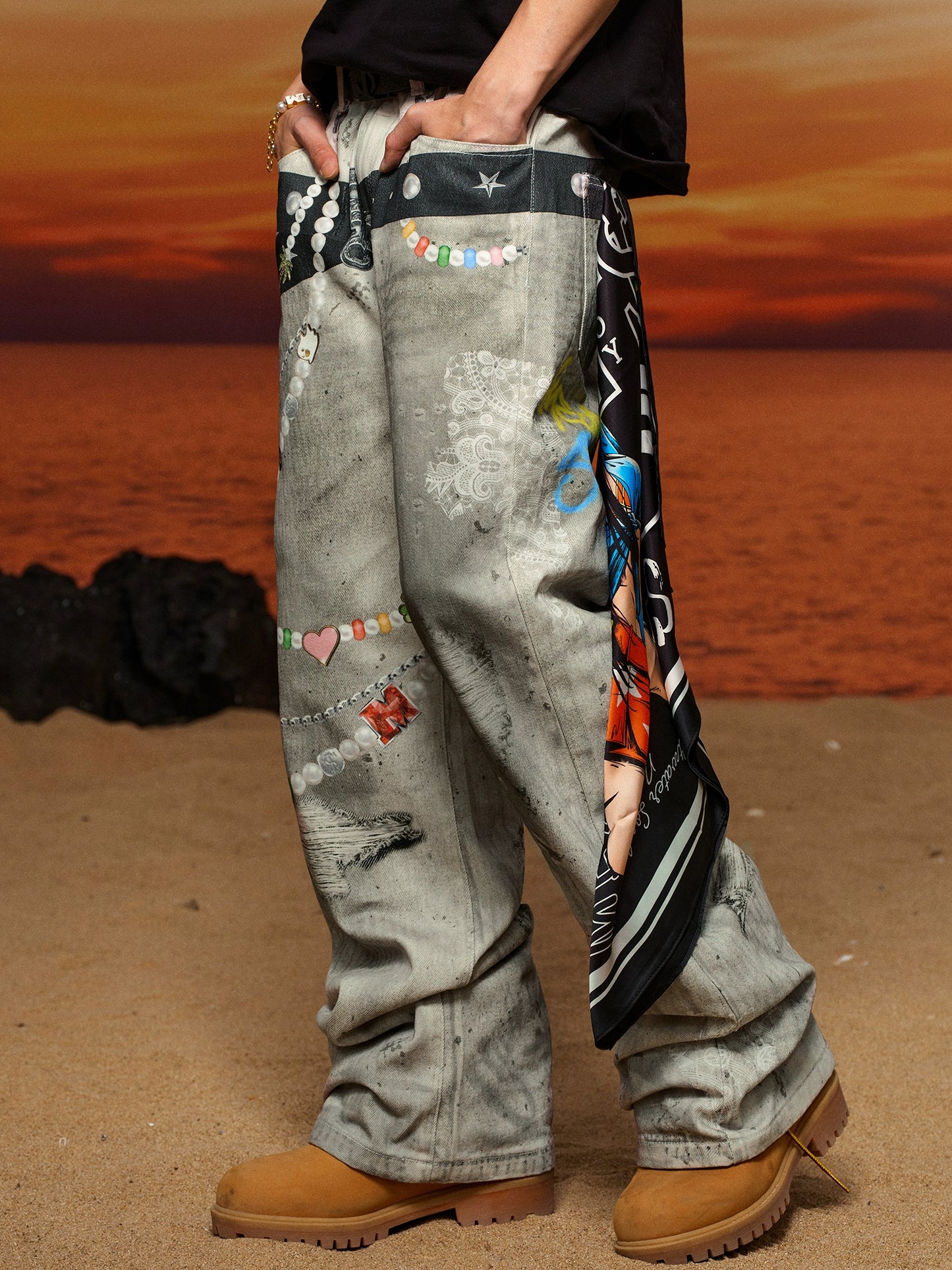 【25s Jul.】3D Printed Trendy Straight-Cut Denim Jeans