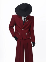 【26s May.】Cropped Metal Brooch Shoulder Blazer + Pants