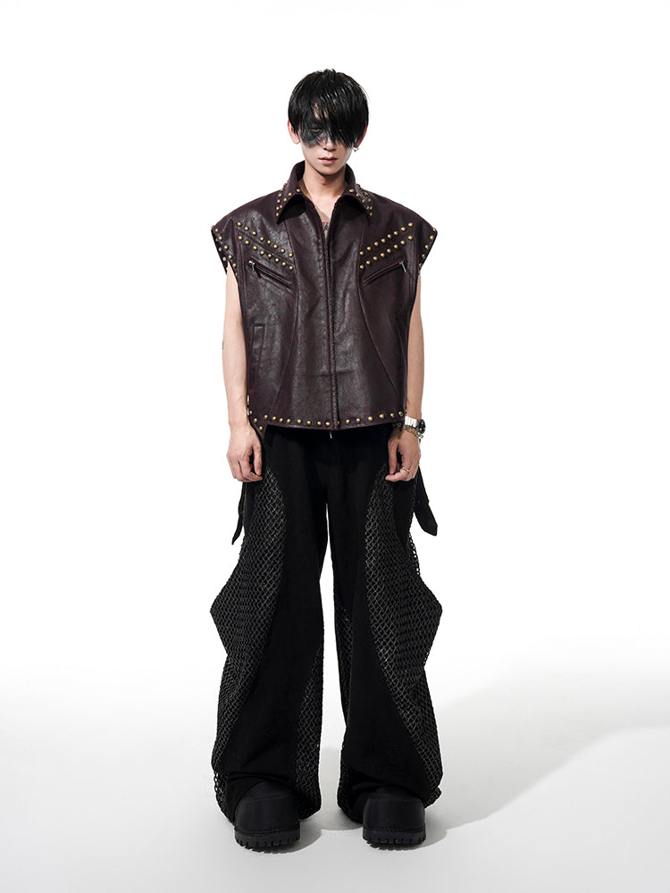 【25s Apr.】Studded Moto Punk Leather Vest