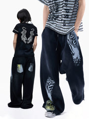 Double Waist Leopard Panel Sweatpants