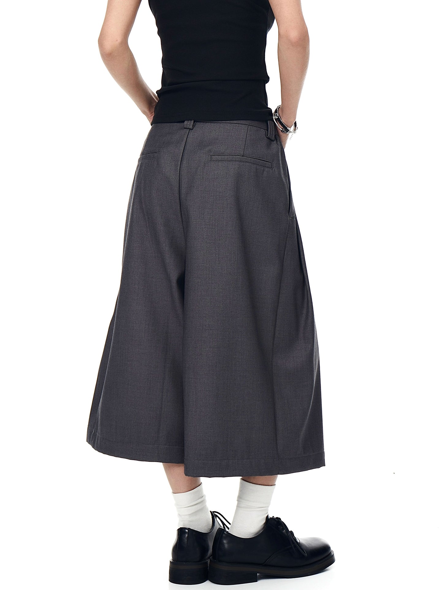 【25s 】Pleated Wide Leg Casual Cropped Trousers