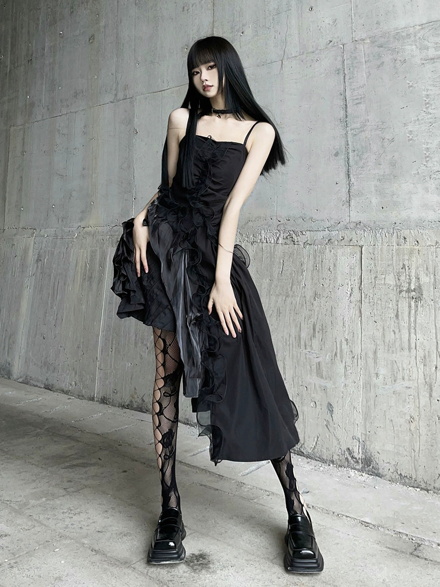 【25s Jul.】Irregular Suspender Lace Dress