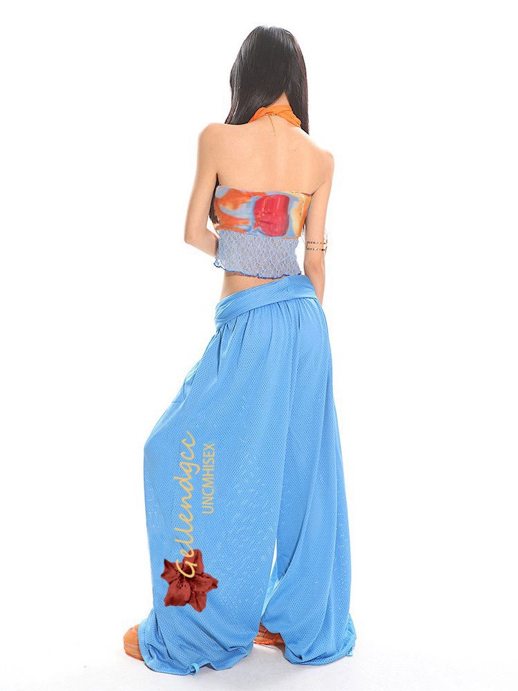【25s Jun.】Lace Tank & Mesh Wide-Leg Jogger Set
