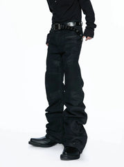 Multi-Zip Waxed Scimitar Skinny Moto Jeans