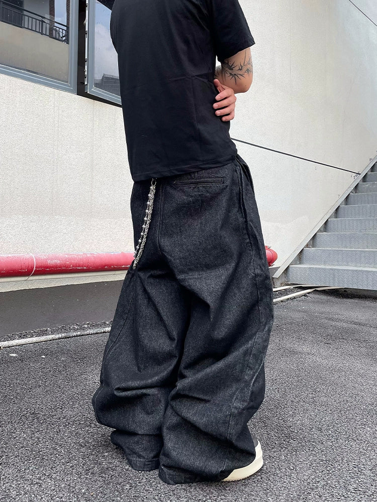 【25s Jun.】Distressed Drape Loose Scimitar Jeans