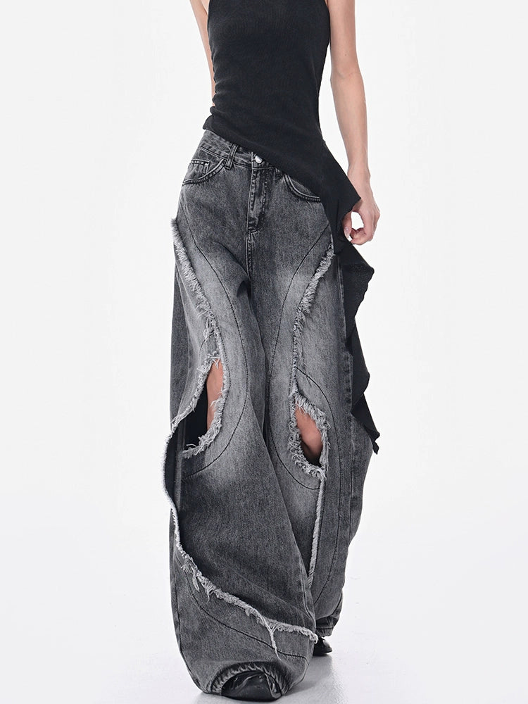 【25s Jul.】Frayed Ripped Oversized Wide-Leg Pants