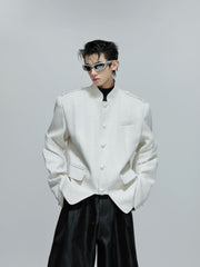 【25s Oct.】Stand-up Collar Stacked Panel Blazer