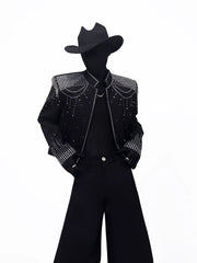 Rhinestone Fringe Cropped Blazer