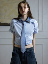 【25s Jul.】Two-tone Diamond-stitched Striped Shirt