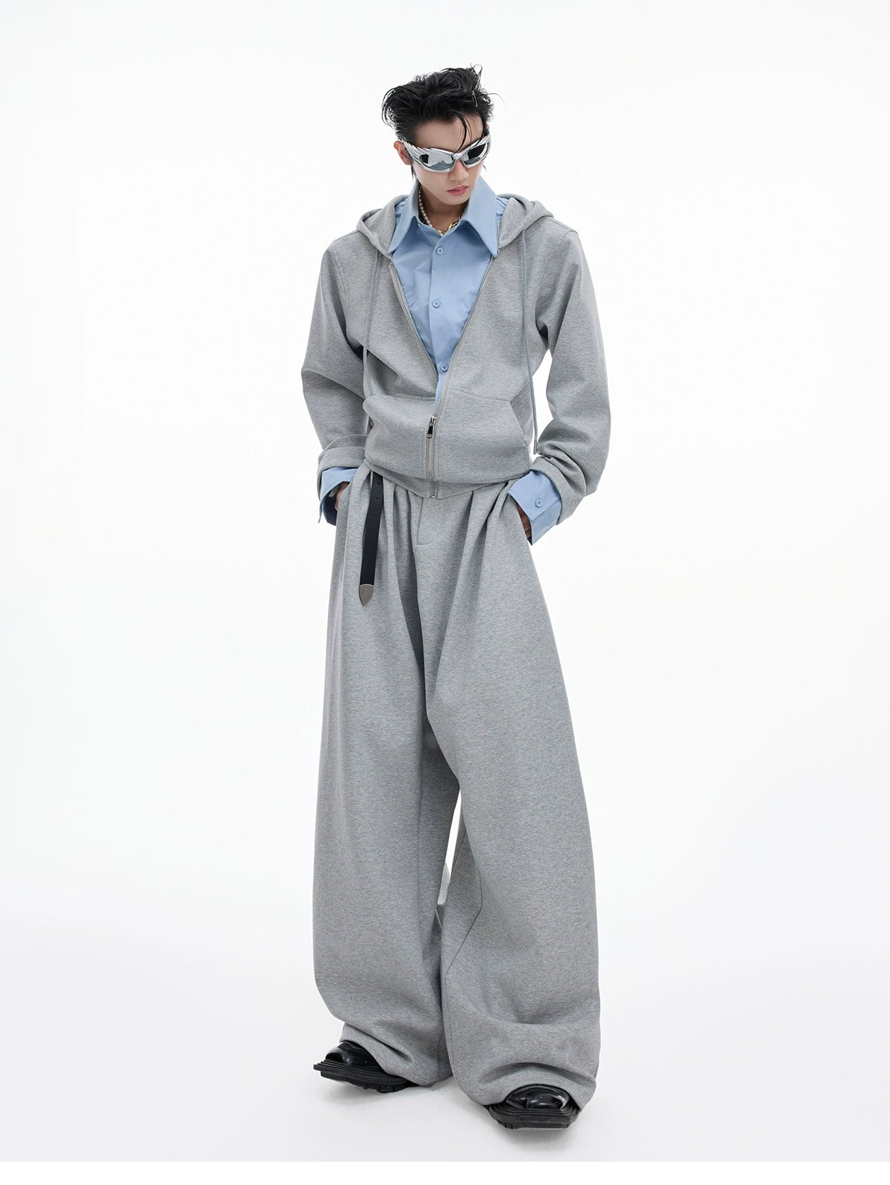 【25s Aug.】Fake Two-piece Shirt Stitching Hooded Sweatshirt/Pants