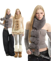 Faux Fox Fur Pom-pom Scarf